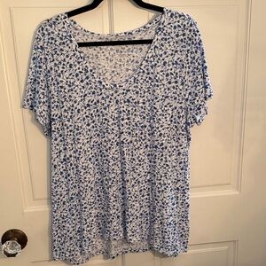 Caslon Blue and White Short Sleeve Top